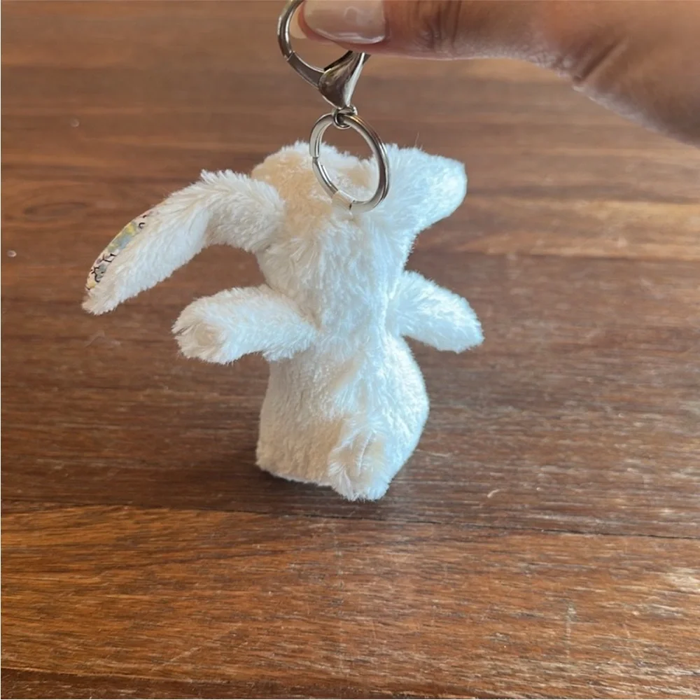 White Bunny Plush Keychain Rabbit Bag Charm Cute Kawaii Gifts Backpack Accessory